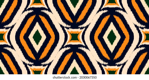 Patrón de ikat geométrico sin soldadura, Elementos étnicos vectoriales diseño de marco para ropa de moda, textil, envoltura, fondo de decoración.