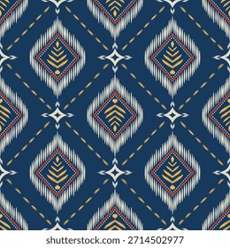 Patrón geométrico inconsútil del Vector del estilo del ikat con el motivo atrevido del diamante para la tela de la moda, la materia textil interior, y la superficie decorativa superior