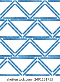 Seamless geometric indigo blue zigzag weave pattern background used for print for illustrations, textile, texture, wallpaper, background.