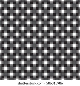 Seamless geometric interwoven black and white check pattern