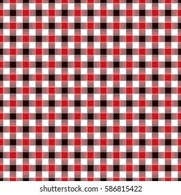 Seamless geometric interwoven red, black and white check pattern