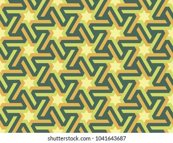 Seamless geometric Islamic ornament with hexagonal stars. Multicolored Arabic ornament. Pattern of the countries of the Arabian Peninsula and the Middle East.