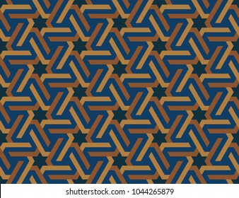 Seamless geometric Islamic ornament with hexagonal stars. Multicolored Arabic ornament. Pattern of the countries of the Arabian Peninsula and the Middle East.