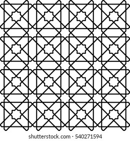 seamless geometric islamic texture background in black and white
