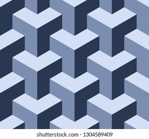 Seamless geometric isometric pattern. 3D illusion. Vector art.