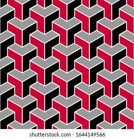 Seamless geometric isometric pattern. 3D illusion. Vector art.
