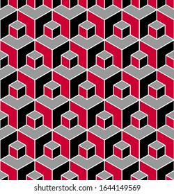 Seamless geometric isometric pattern. 3D illusion. Vector art.