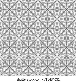 Seamless geometric lace pattern on white background.