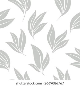 Seamless Geometric Leaf Pattern | Minimal Botanical Line Art Vector Design for Textile and Wallpaper