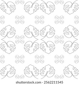 Seamless Geometric Leaves Vector Repeat Pattern.