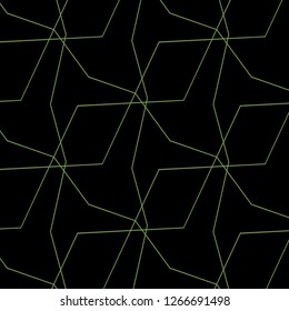 Seamless Geometric Line Grid Black Background Vector Pattern