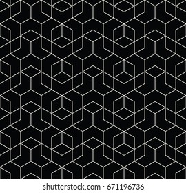 seamless geometric line grid vector cubes pattern