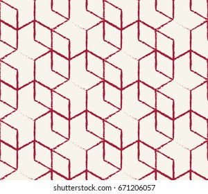 seamless geometric line grid vector hexagon pattern