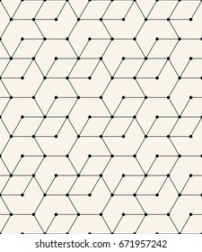 seamless geometric line grid vector hexagon pattern