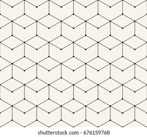 seamless geometric line grid vector hexagon pattern