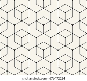 seamless geometric line grid vector cubes pattern