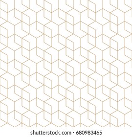 seamless geometric line grid vector hexagon pattern