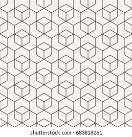 seamless geometric line grid vector cubes pattern