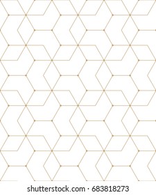 seamless geometric line grid vector hexagon pattern