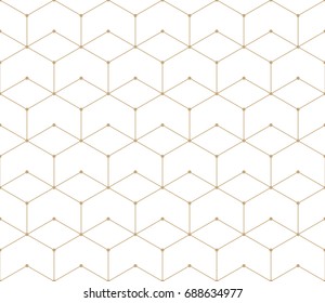 seamless geometric line grid vector hexagon pattern