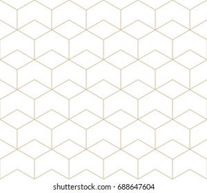 seamless geometric line grid vector hexagon pattern