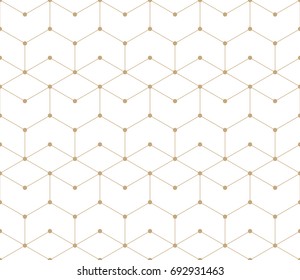 seamless geometric line grid vector hexagon pattern
