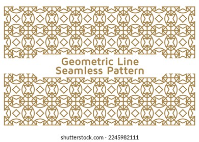 Seamless Geometric Line Ornamental Vector Pattern on White Background