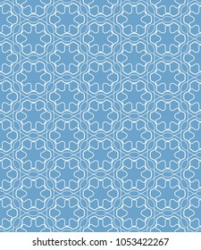 Seamless geometric line pattern in arabian style. Repeating linear texture for wallpaper, packaging, banner, invitation, business card, fabric print.Monochrome graphic background, lace pattern