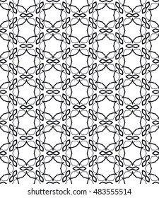 Seamless geometric line pattern in arabian style, ethnic ornament. Endless hexagonal texture for wallpaper, banners, invitation cards. Black and white graphic lace background