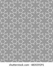 Seamless geometric line pattern in arabian style, ethnic ornament. Endless hexagonal texture for wallpaper, banners, invitation cards. Gray and white graphic lace background