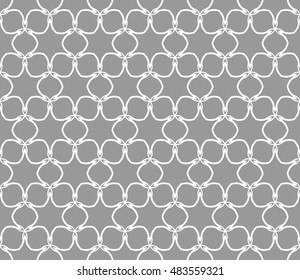 Seamless geometric line pattern in arabian style, ethnic ornament. Endless hexagonal texture for wallpaper, banners, invitation cards. Gray and white graphic lace background