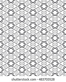 Seamless geometric line pattern in arabian style, ethnic ornament. Endless hexagonal texture for wallpaper, banners, invitation cards. Black and white graphic lace background