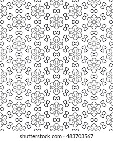 Seamless geometric line pattern in arabian style, ethnic ornament. Endless hexagonal texture for wallpaper, banners, invitation cards. Black and white graphic lace background