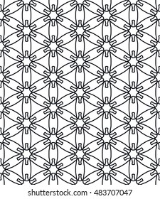 Seamless geometric line pattern in arabian style, ethnic ornament. Endless hexagonal texture for wallpaper, banners, invitation cards. Black and white graphic lace background