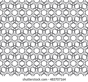 Seamless geometric line pattern in arabian style, ethnic ornament. Endless hexagonal texture for wallpaper, banners, invitation cards. Black and white graphic lace background