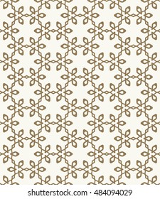 Seamless geometric line pattern in arabian style, ethnic ornament. Endless hexagonal texture for wallpaper, banners, invitation cards. Graphic lace background in a golden brown color