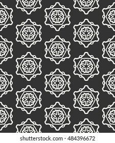 Seamless geometric line pattern in arabian style, ethnic ornament. Endless hexagonal texture for wallpaper, banners, invitation cards. Black and white graphic lace background