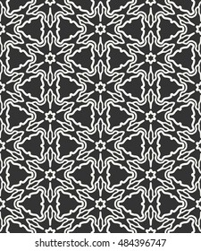Seamless geometric line pattern in arabian style, ethnic ornament. Endless hexagonal texture for wallpaper, banners, invitation cards. Black and white graphic lace background