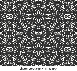 Seamless geometric line pattern in arabian style, ethnic ornament. Endless hexagonal texture for wallpaper, banners, invitation cards. Black and white graphic lace background