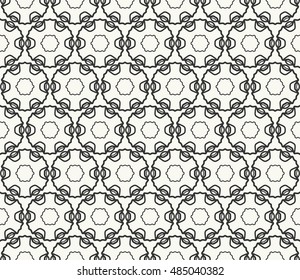 Seamless geometric line pattern in arabian style, ethnic ornament. Endless hexagonal texture for wallpaper, banners, invitation cards. Black and white graphic lace background