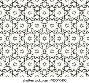 Seamless geometric line pattern in arabian style, ethnic ornament. Endless hexagonal texture for wallpaper, banners, invitation cards. Black and white graphic lace background
