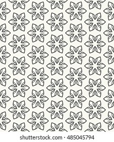 Seamless geometric line pattern in arabian style, ethnic ornament. Endless hexagonal texture for wallpaper, banners, invitation cards. Black and white graphic lace background