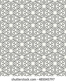 Seamless geometric line pattern in arabian style, ethnic ornament. Endless hexagonal texture for wallpaper, banners, invitation cards. Black and white graphic lace background