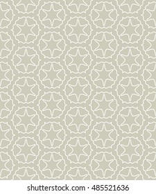 Seamless geometric line pattern in arabian style, ethnic ornament. Endless hexagonal texture for wallpaper, banners, invitation cards. Gray and white graphic lace background