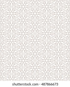 Seamless geometric line pattern in arabian style, ethnic ornament. Endless hexagonal texture for wallpaper, banners, invitation cards. Monochrome graphic lace background