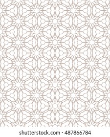 Seamless geometric line pattern in arabian style, ethnic ornament. Endless hexagonal texture for wallpaper, banners, invitation cards. Monochrome graphic lace background