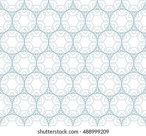 Seamless geometric line pattern in arabian style, ethnic ornament. Endless hexagonal texture for wallpaper, banners, invitation cards. Monochrome graphic lace background