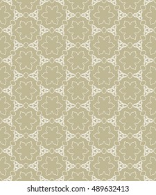 Seamless geometric line pattern in arabian style, ethnic ornament. Endless hexagonal texture for wallpaper, banners, invitation cards. Golden brown and white, monochrome graphic lace background