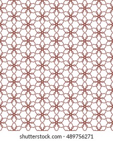 Seamless geometric line pattern in arabian style, ethnic ornament. Endless hexagonal texture for wallpaper, banners, invitation cards. Brown and white monochrome graphic lace background