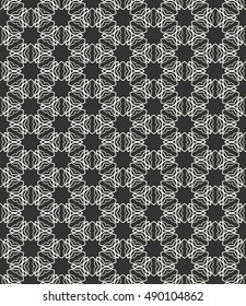 Seamless geometric line pattern in arabian style, ethnic ornament. Endless hexagonal texture for wallpaper, banners, invitation cards. Black and white monochrome graphic lace background
